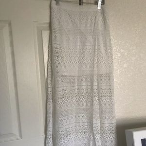 Hollister white lace maxi skirt.